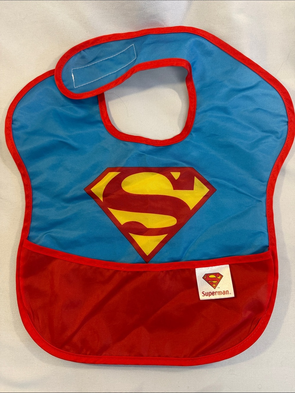 DC Comics Superman Blue and Red Bib with Yellow Logo